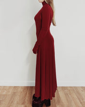 "Eco" Semi-Sheer Maxi Dress w/Thumbhole Cuff in Carmine Red (Pre-Order)