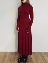 "Eco" Semi-Sheer Maxi Dress w/Thumbhole Cuff in Carmine Red (Pre-Order)