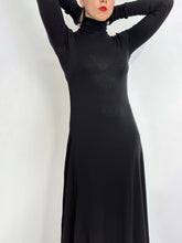 "Eco" Semi-Sheer Maxi Dress w/Thumbhole Cuff in Soft Black (Pre-Order)