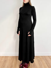 "Eco" Semi-Sheer Maxi Dress w/Thumbhole Cuff in Soft Black (Pre-Order)
