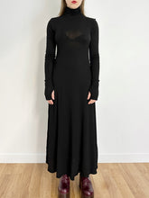 "Eco" Semi-Sheer Maxi Dress w/Thumbhole Cuff in Soft Black (Pre-Order)