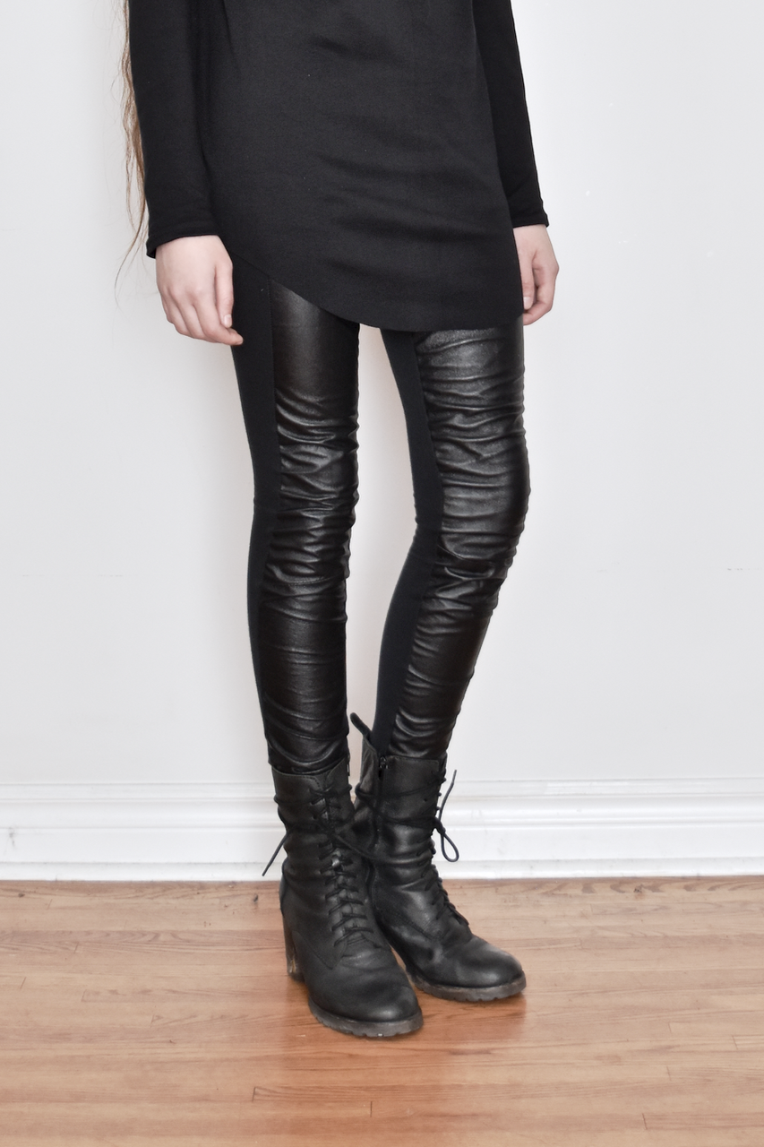 Sample Sale: Leather Panel Leggings (Size II/M)