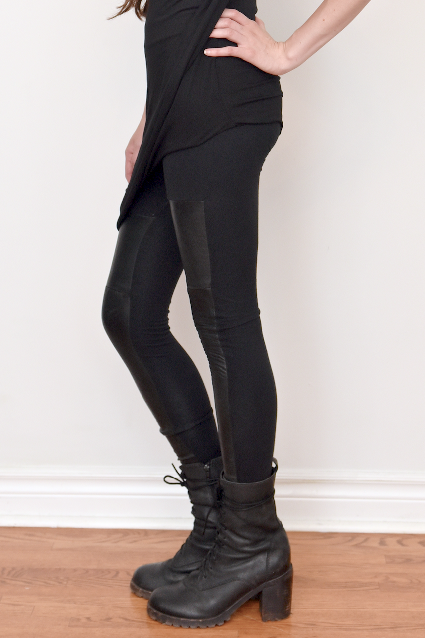 Sample Sale: Leather Panel Leggings (Size II/M)