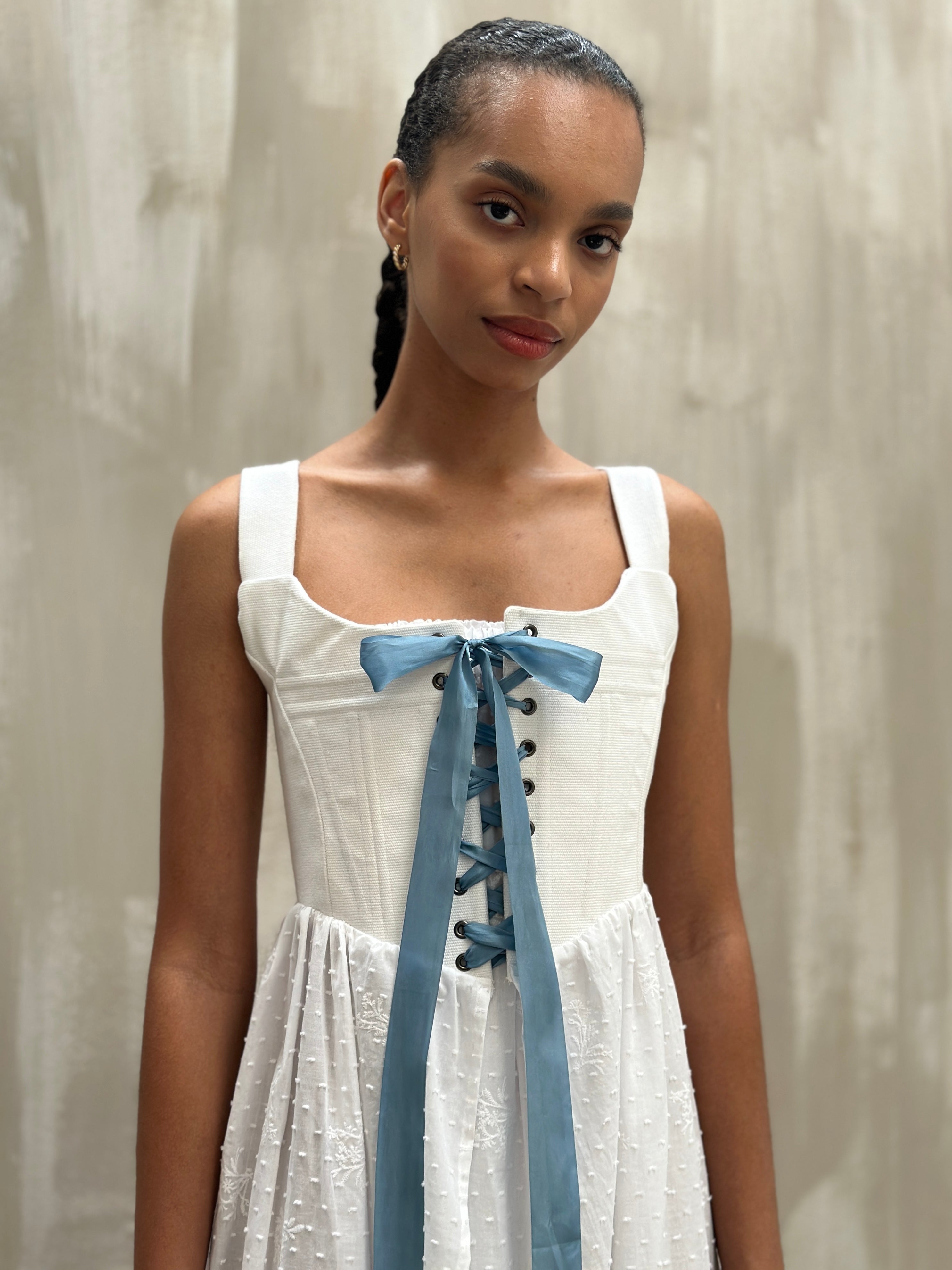 Caterina Stays Gown in White Broderie (Size I)
