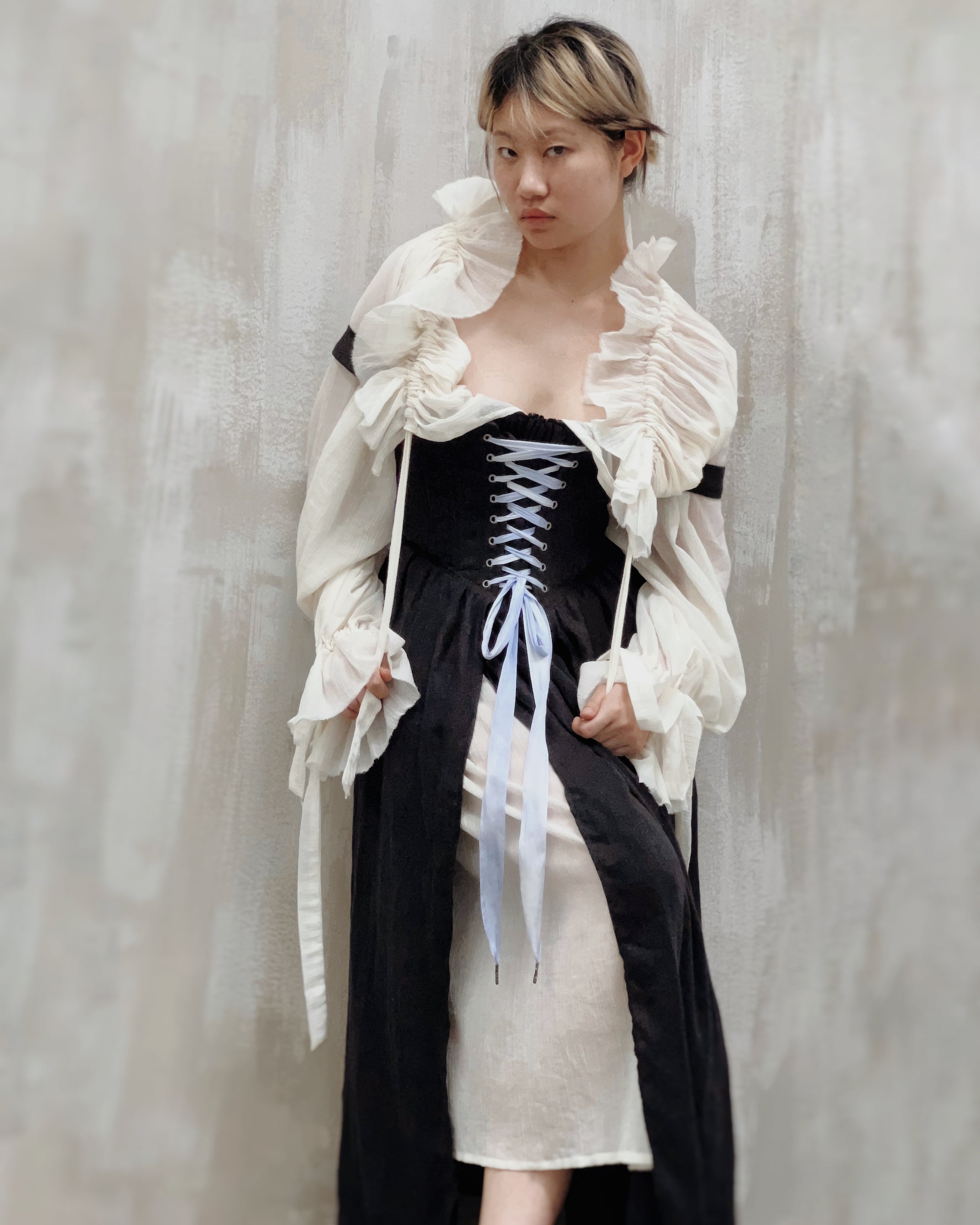 Caterina Stays Gown in Black Linen