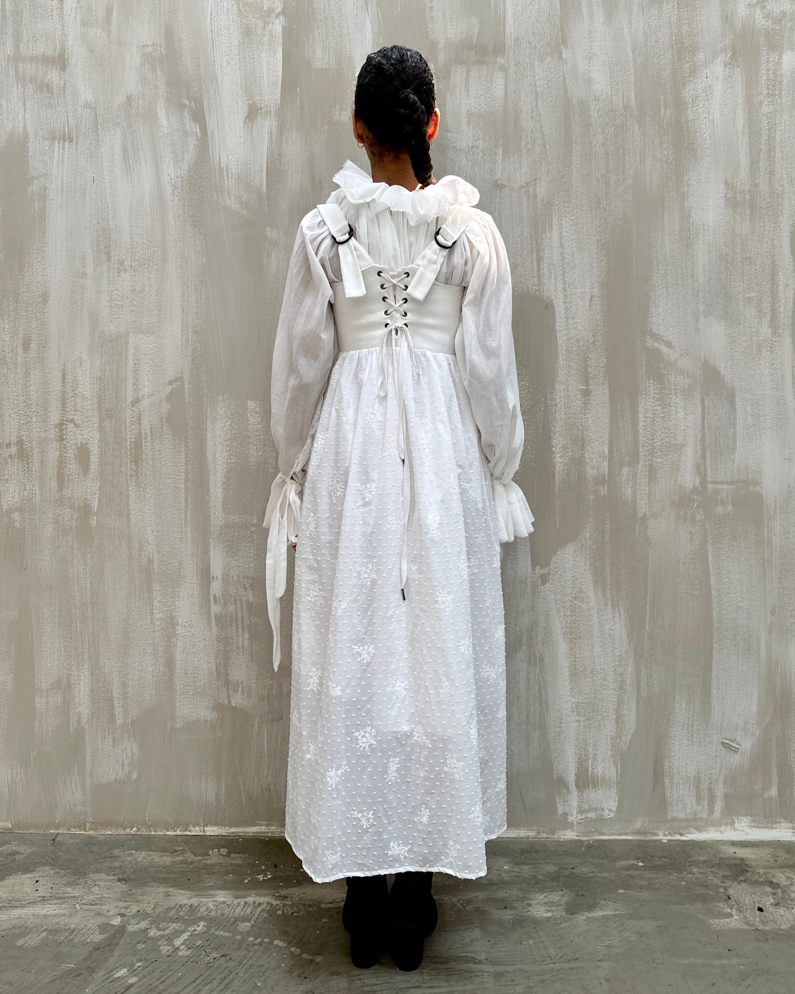 Caterina Stays Gown in White Broderie (Size I)