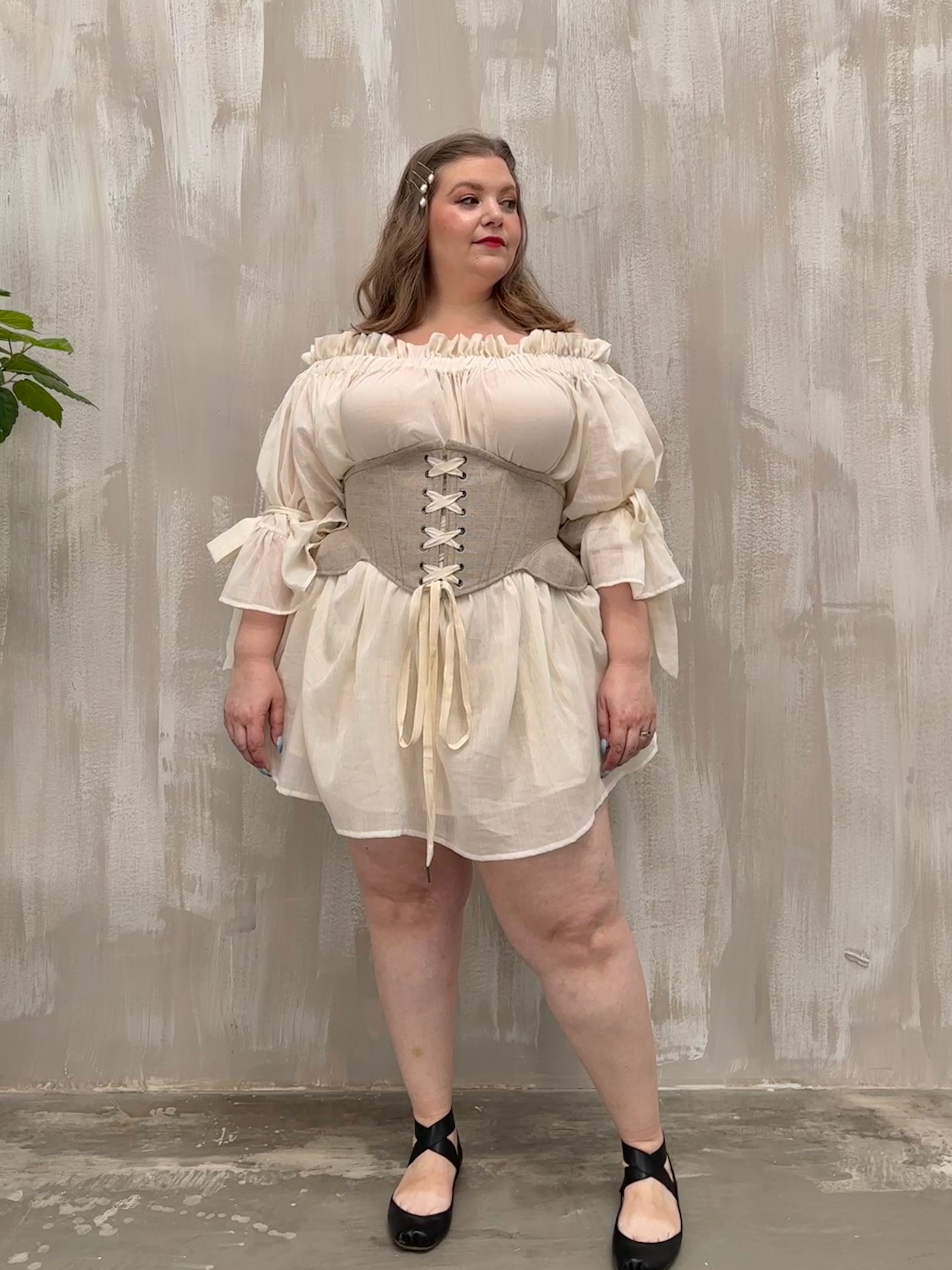Severina Corset Belt in Burlap Linen (Ecru)