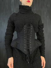 Underbust Pannier Corset in Black Linen