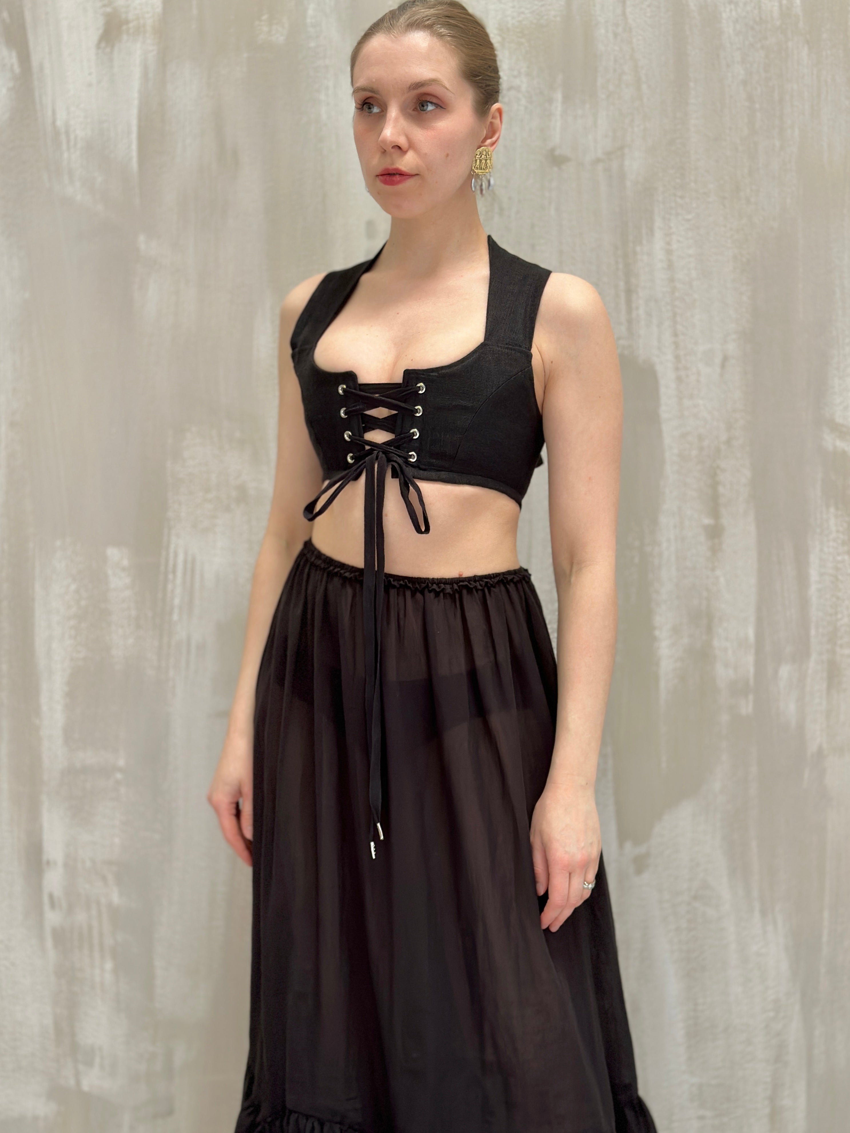 Semi-Sheer Petticoat Skirt (Black)