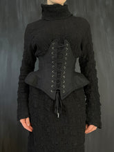 Underbust Pannier Corset in Black Linen