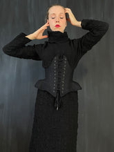 Underbust Pannier Corset in Black Linen