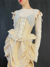 Underbust Pannier Corset in Champagne Linen
