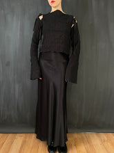 Detached Sleeve Top in Black Crinkled Cotton