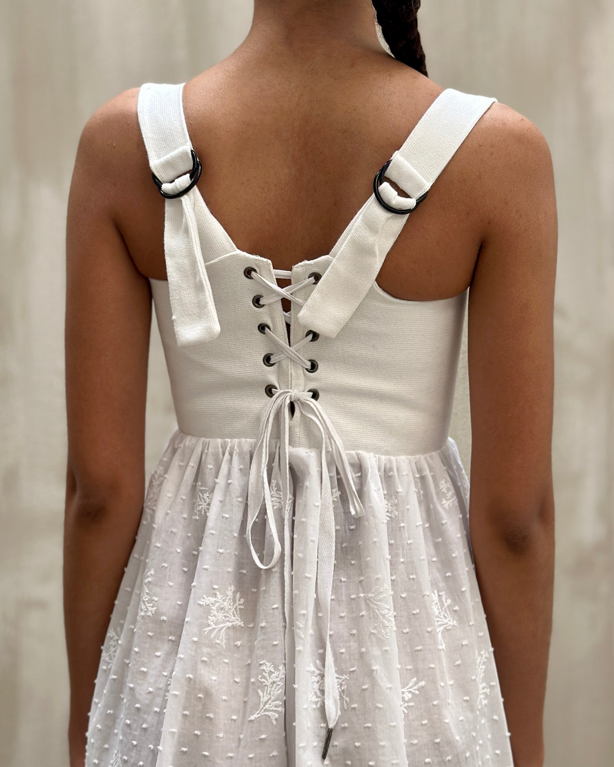 Caterina Stays Gown in White Broderie (Size I)