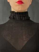 Semi-Sheer Ruff Collar Longsleeve in Black