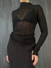 Semi-Sheer Ruff Collar Longsleeve in Black