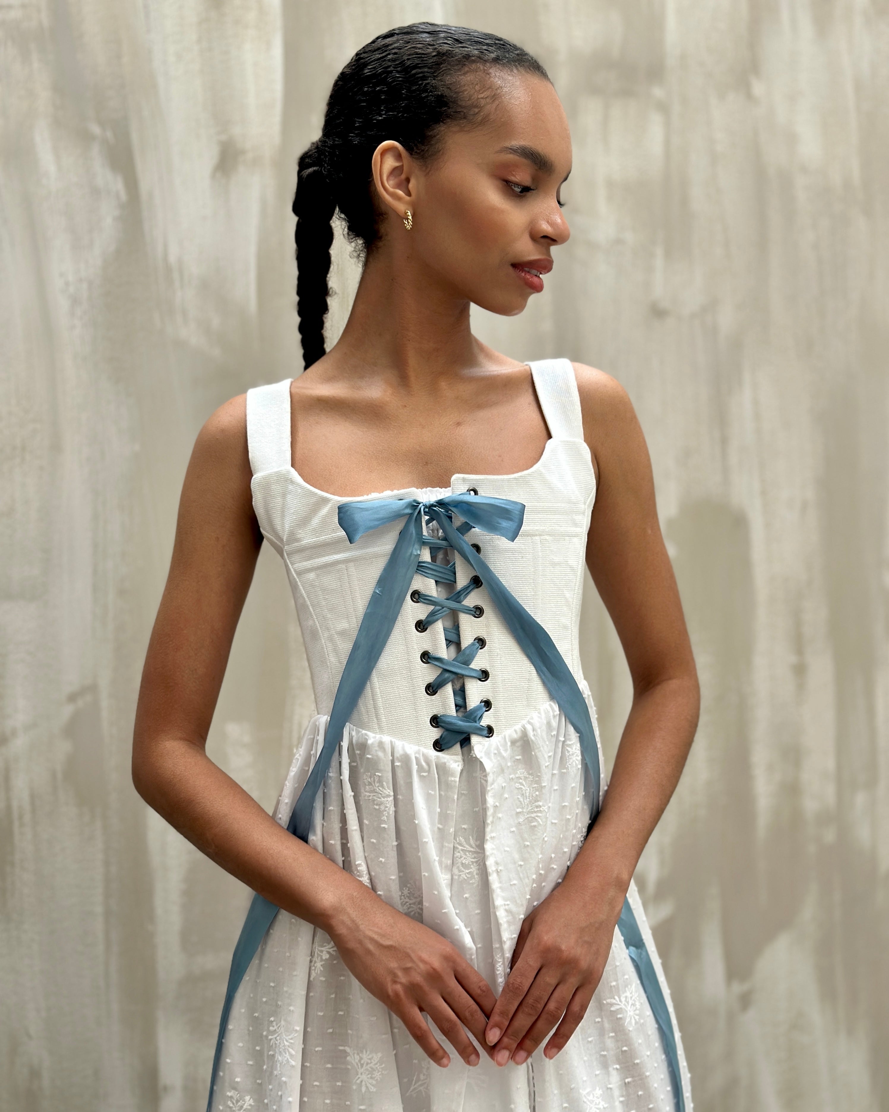 Caterina Stays Gown in White Broderie (Size I)