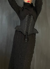 Underbust Pannier Corset in Black Linen