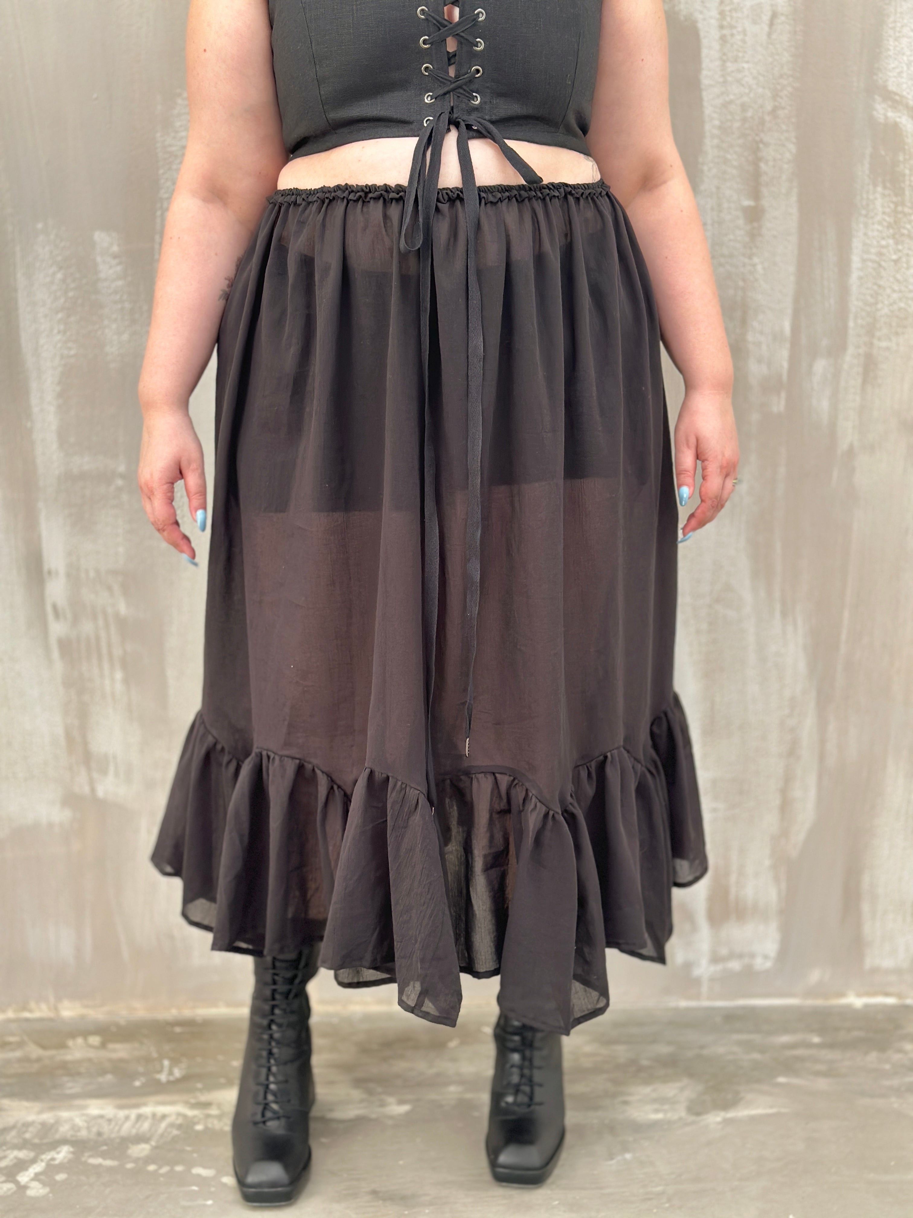 Semi-Sheer Petticoat Skirt (Black)