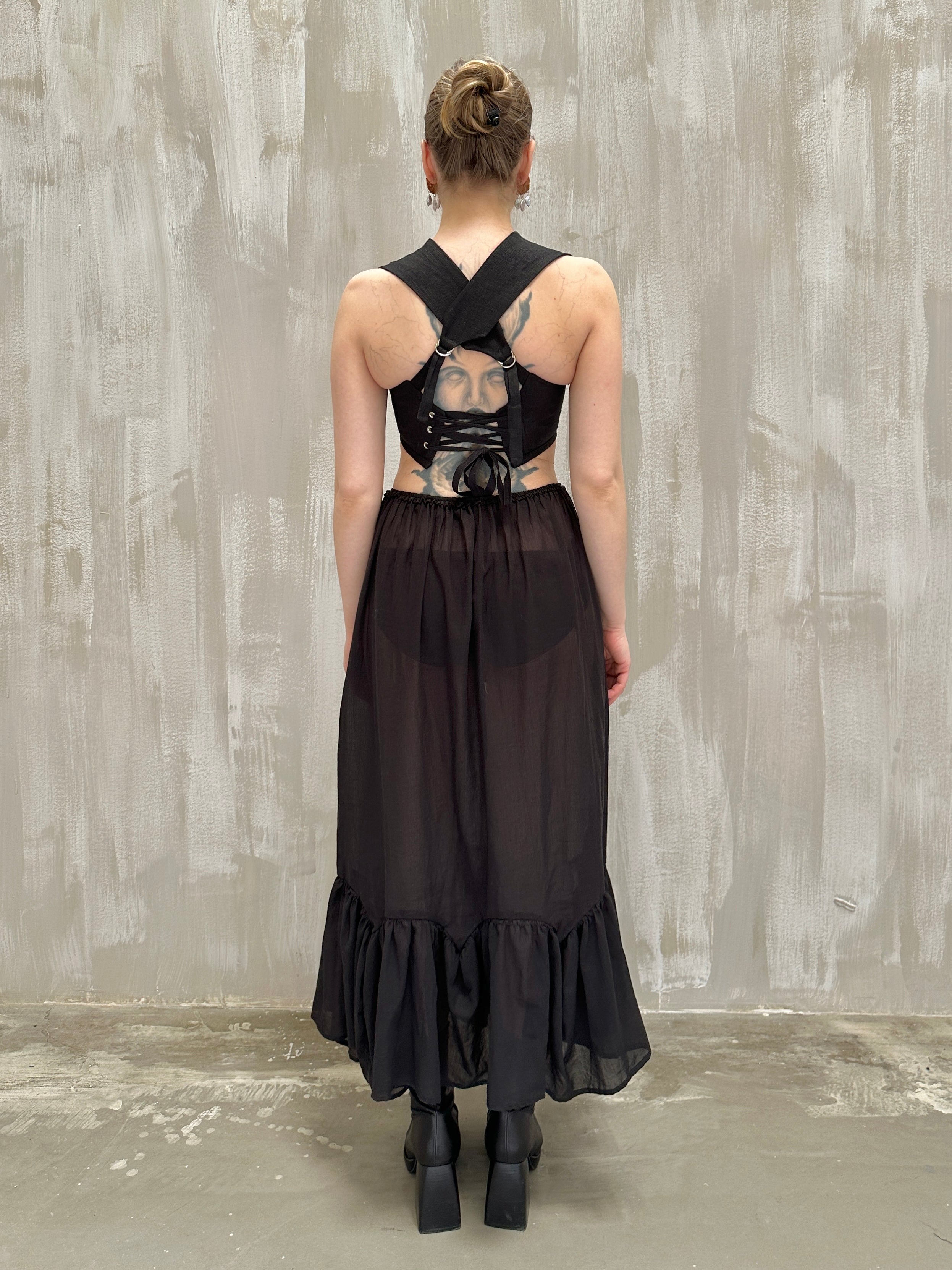 Semi-Sheer Petticoat Skirt (Black)
