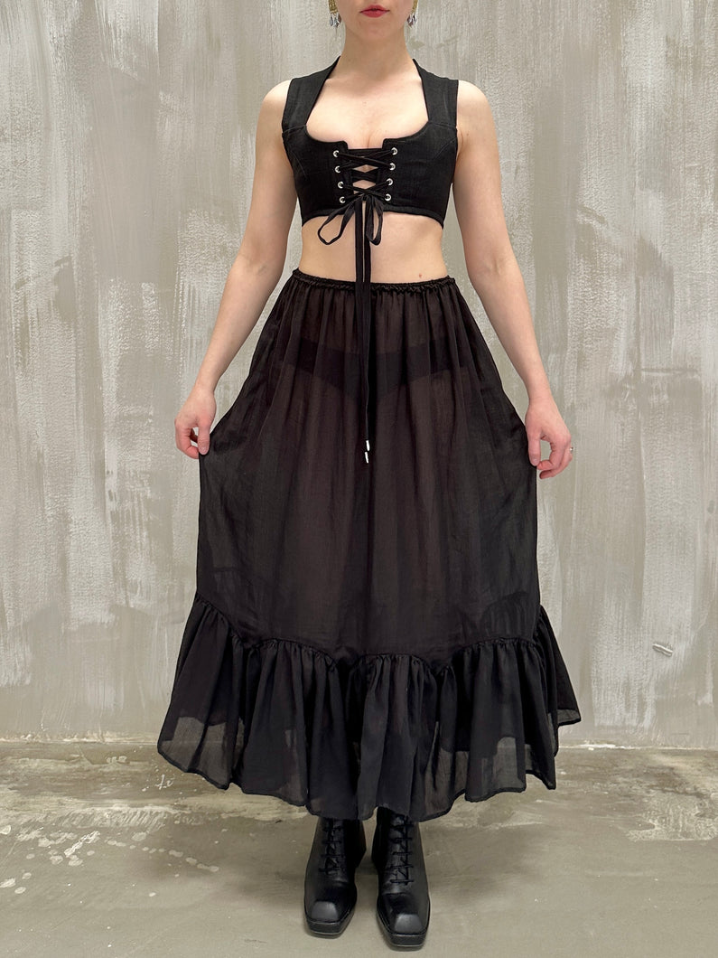 Semi-Sheer Petticoat Skirt (Black)