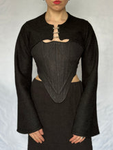 "Arundel" Hook and Eye Shrug in Black Boiled Wool (Limited Edition, Pre-Order)