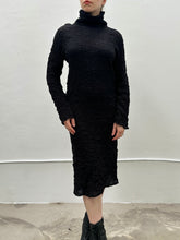 Sample Sale: Turtleneck Dress in Black Crinkled Cotton ( Size I and II)
