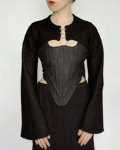 "Arundel" Hook and Eye Shrug in Black Boiled Wool (Limited Edition, Pre-Order)