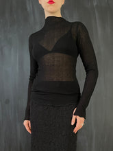 Semi-Sheer Ruff Collar Longsleeve in Black