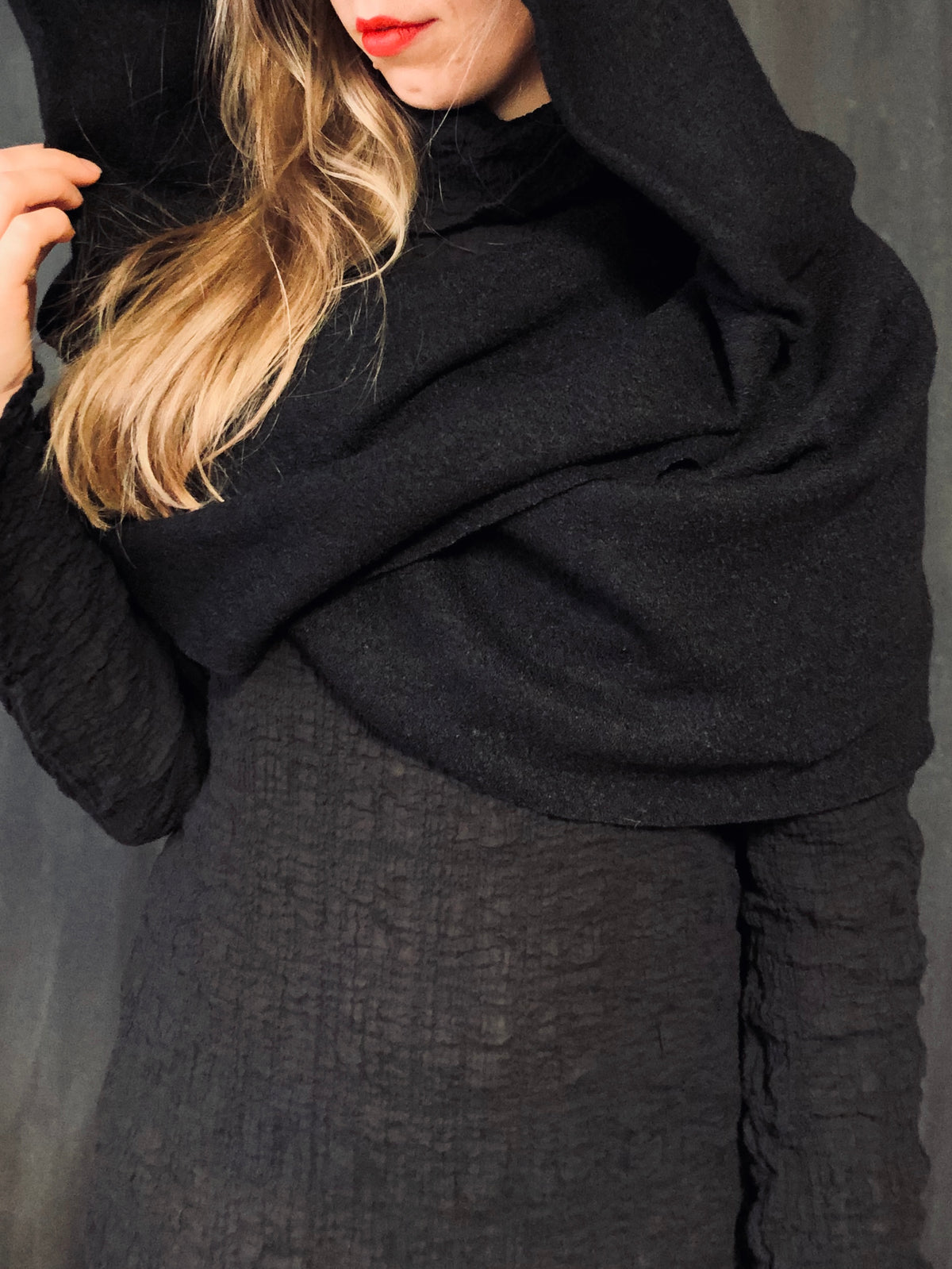 FW '26: Mythic Cowl in Boiled Wool in Black (Pre-Order)