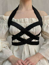 Crossover Harness in Black Satin (Made-to-Order)