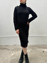 Sample Sale: Turtleneck Dress in Black Crinkled Cotton ( Size I and II)