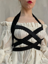 Crossover Harness in Black Satin (Made-to-Order)