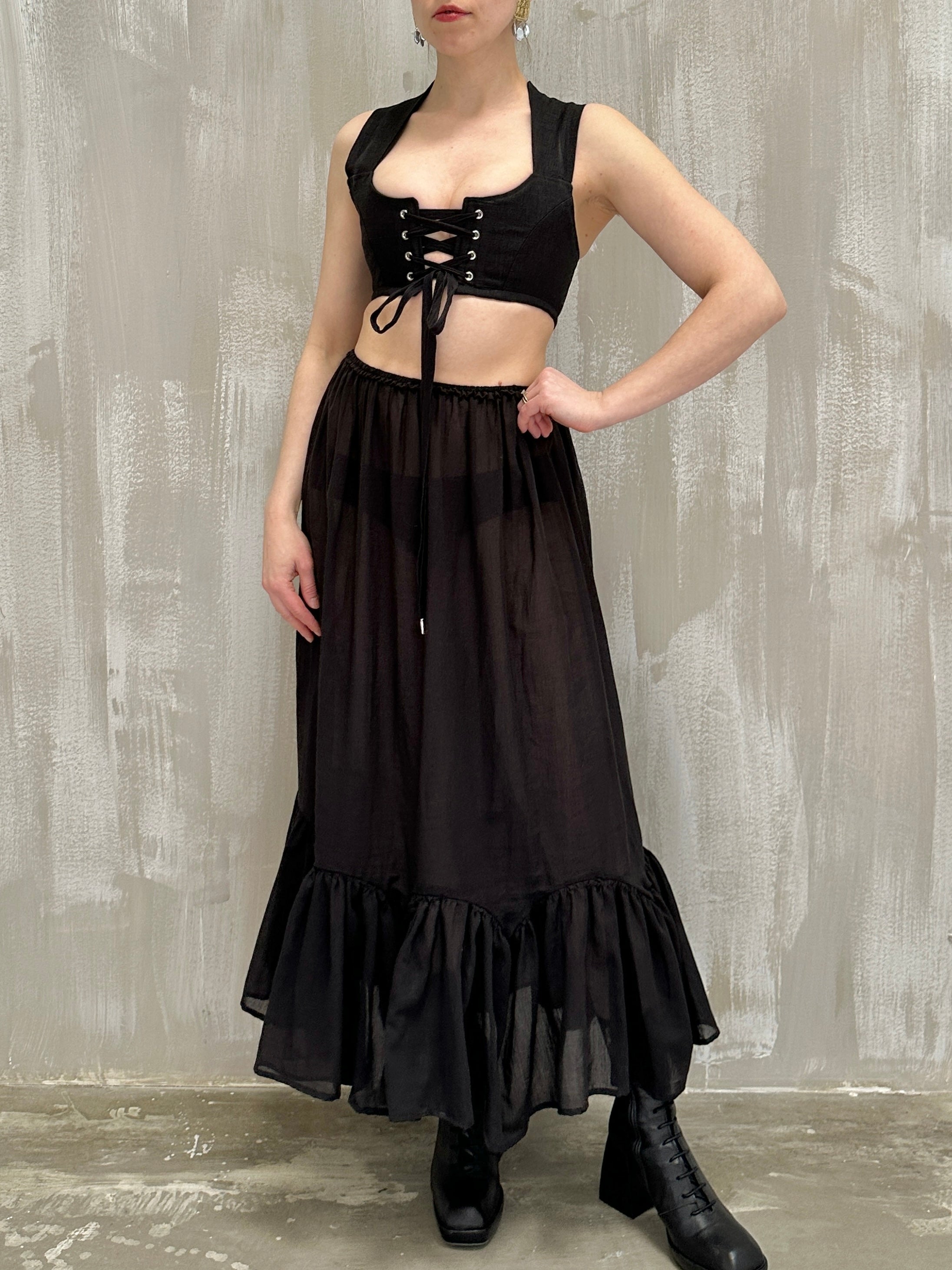 Semi-Sheer Petticoat Skirt (Black)
