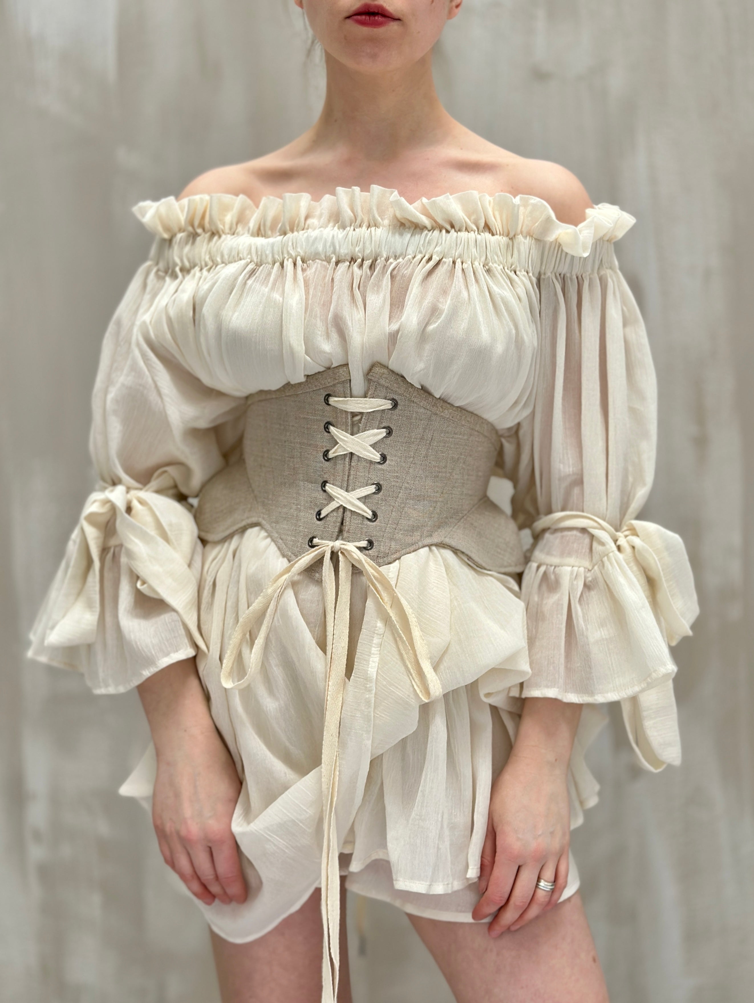 Severina Corset Belt in Burlap Linen (Ecru)