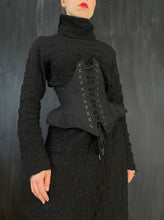 Underbust Pannier Corset in Black Linen