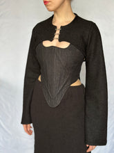 "Arundel" Hook and Eye Shrug in Black Boiled Wool (Limited Edition, Pre-Order)