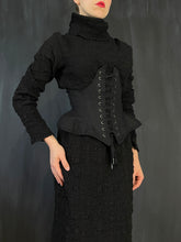 Underbust Pannier Corset in Black Linen