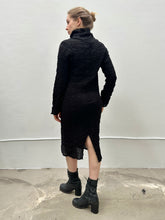Sample Sale: Turtleneck Dress in Black Crinkled Cotton ( Size I and II)