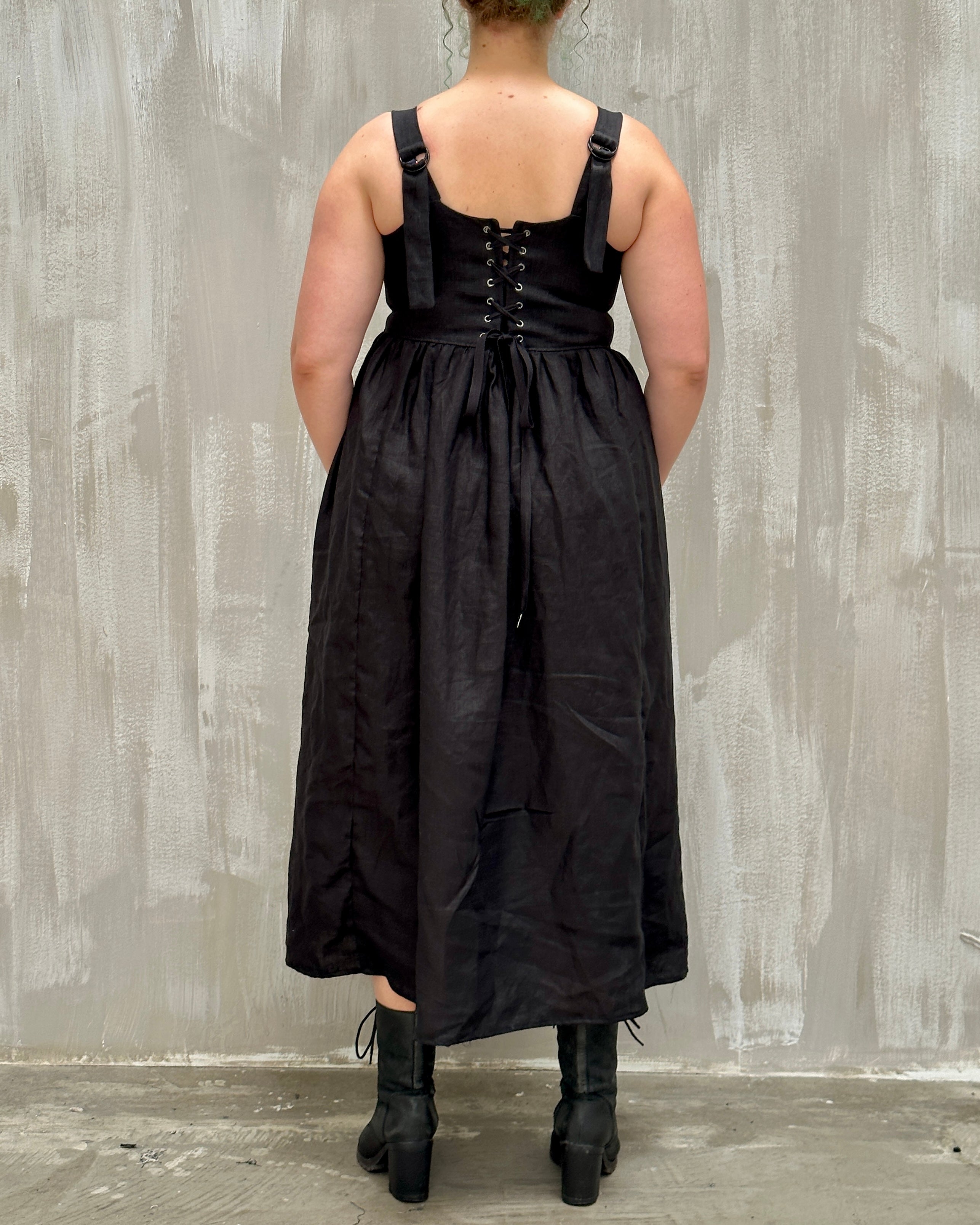 Caterina Stays Gown in Black Linen