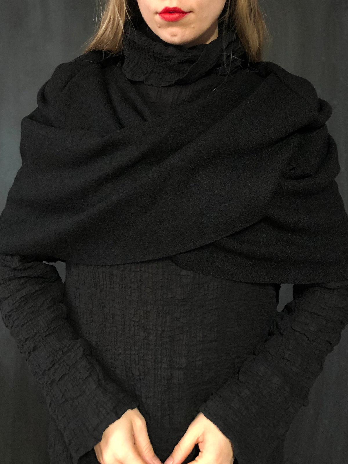 FW '26: Mythic Cowl in Boiled Wool in Black (Pre-Order)