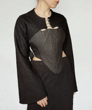 "Arundel" Hook and Eye Shrug in Black Boiled Wool (Limited Edition, Pre-Order)