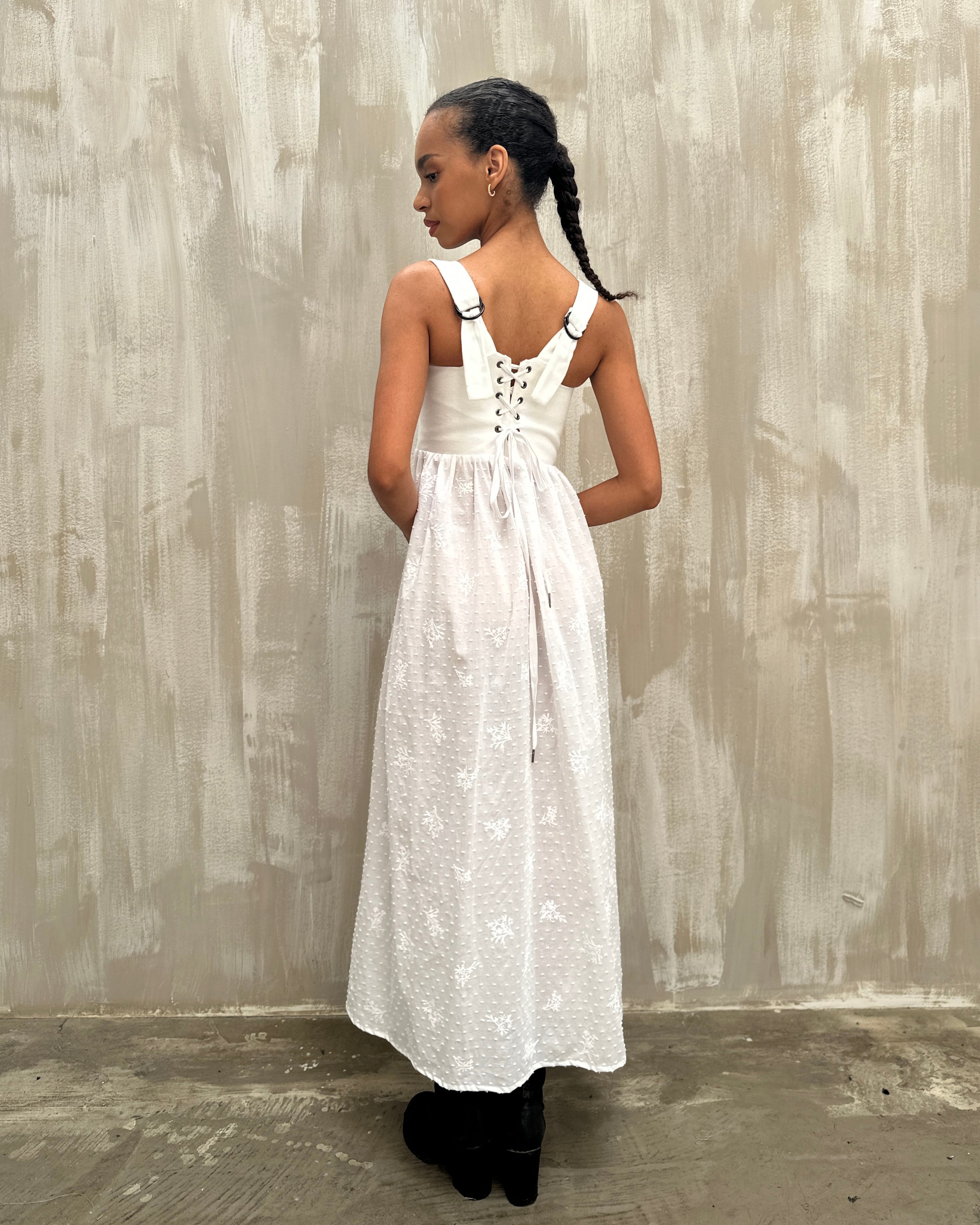 Caterina Stays Gown in White Broderie (Size I)