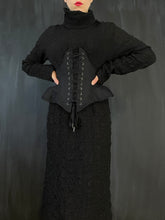 Underbust Pannier Corset in Black Linen